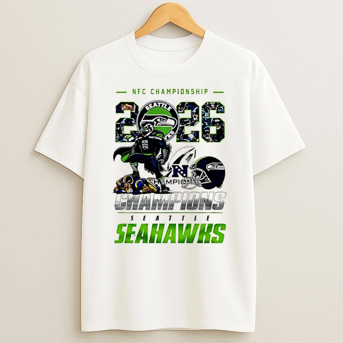 Seattle Seahawks Nfc Champions 2026 Super Bowl Mascot Shirts