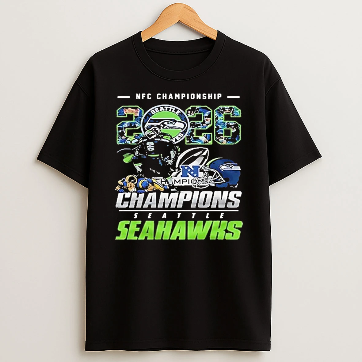 Seattle Seahawks Nfc Championship Champions Mascot Logos 2026 Shirts