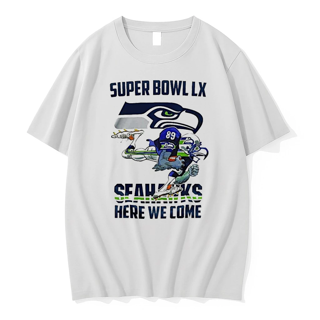 Seattle Seahawks Nfl 2025 Division Champions Super Bowl Lx Seahawks Here We Come Mascot Shirts