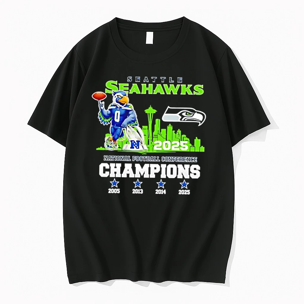 Seattle Seahawks National Football Conference Champions 2025 Blitz Mascot Shirts