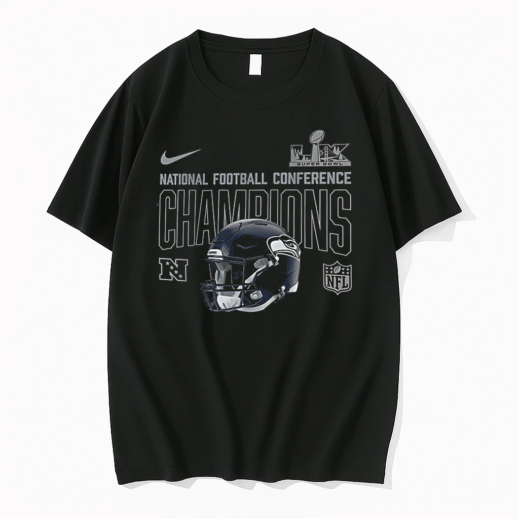 Seattle Seahawks Nike 2025 Nfc Champions Glory Shield Helmet Shirts