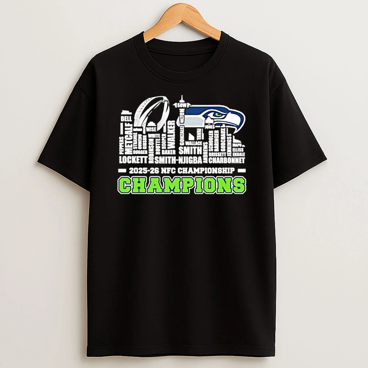 Seattle Seahawks Skyline Player Name Nfc Champions Shirts