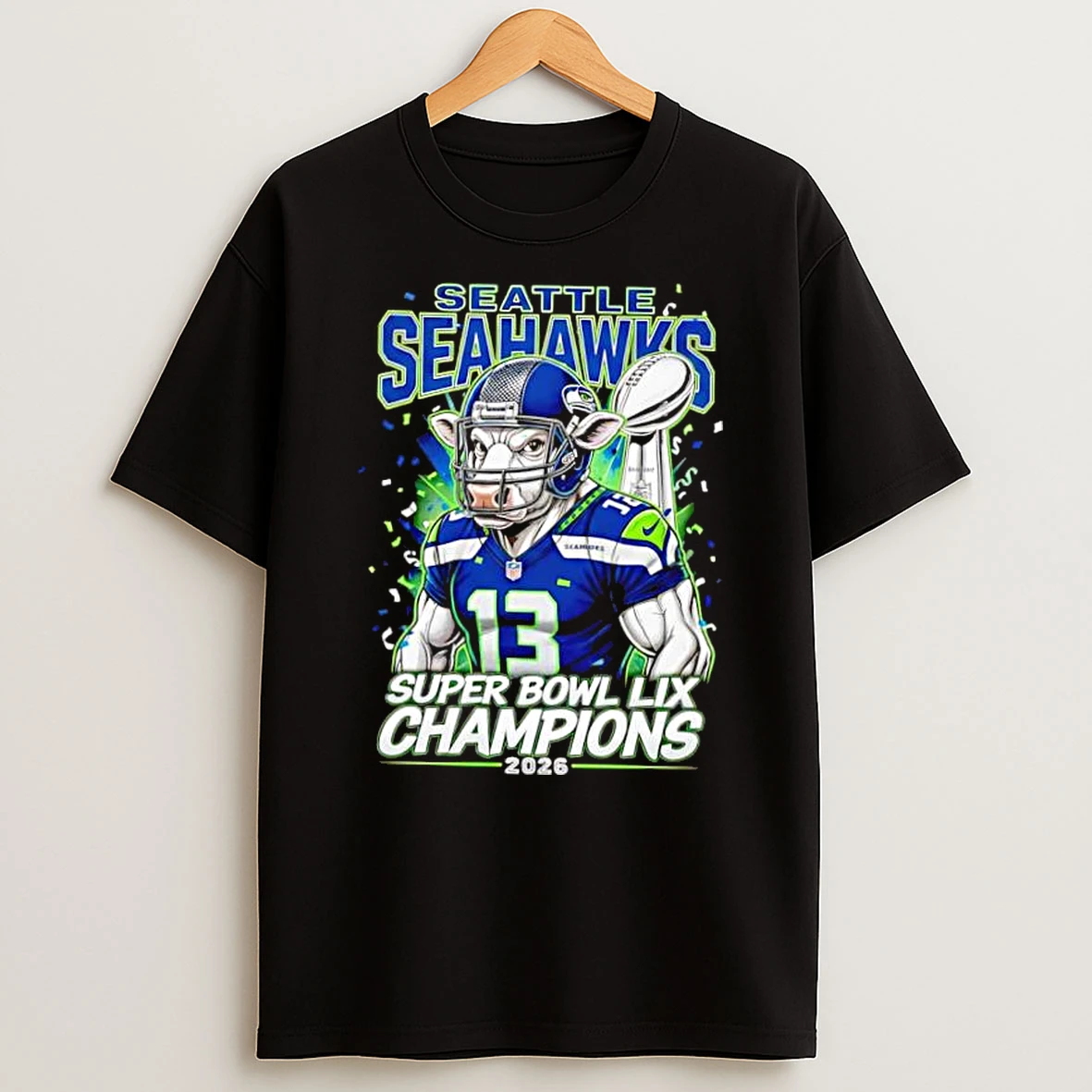 Seattle Seahawks Super Bowl Lix Champions Cow Shirts