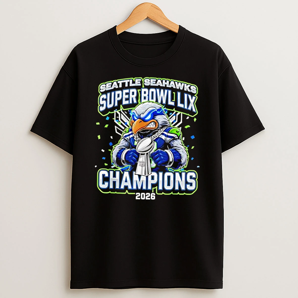 Seattle Seahawks Super Bowl Lix Champions Mascot Shirts