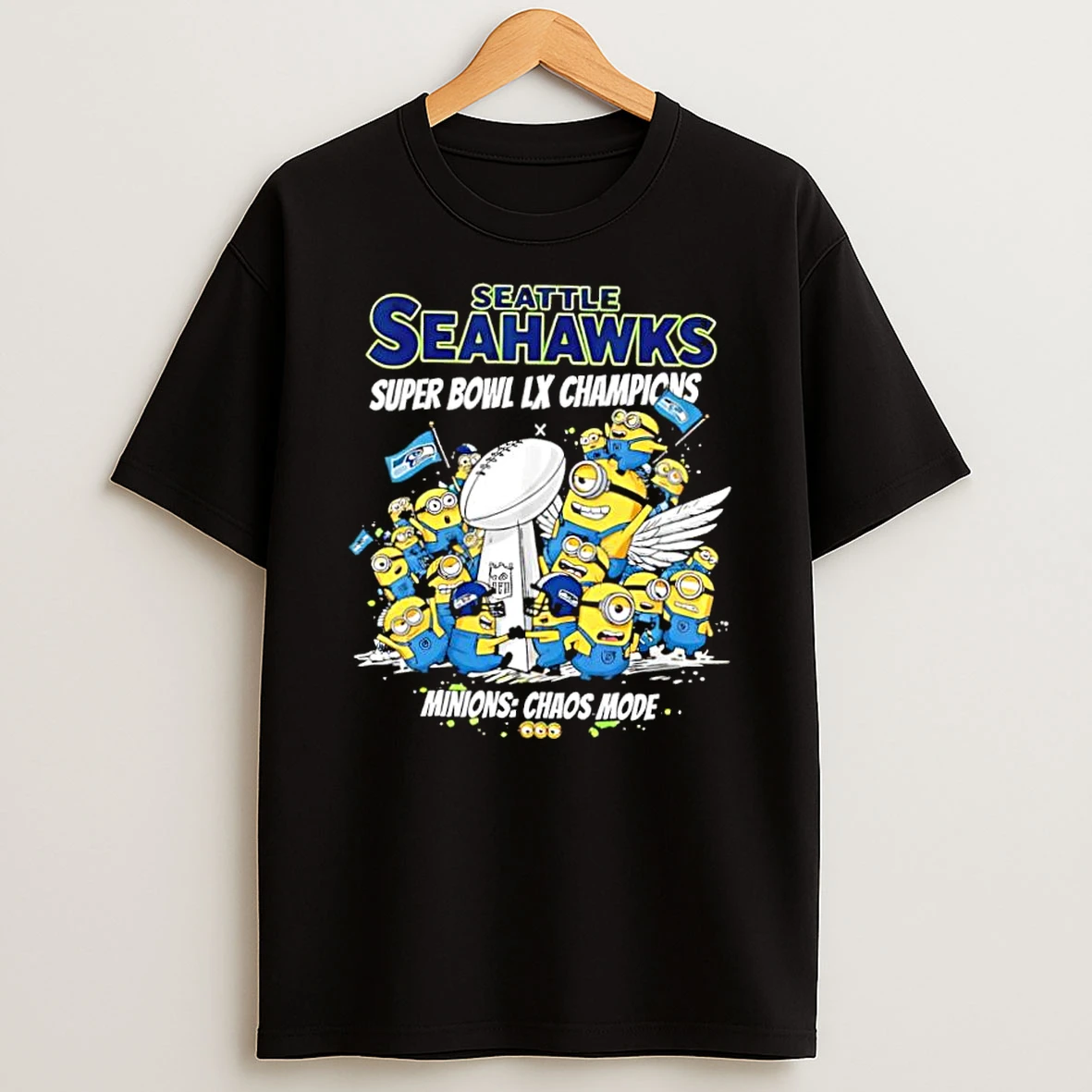 Seattle Seahawks Super Bowl Lx Champions X Minions Chaos Mode Shirts