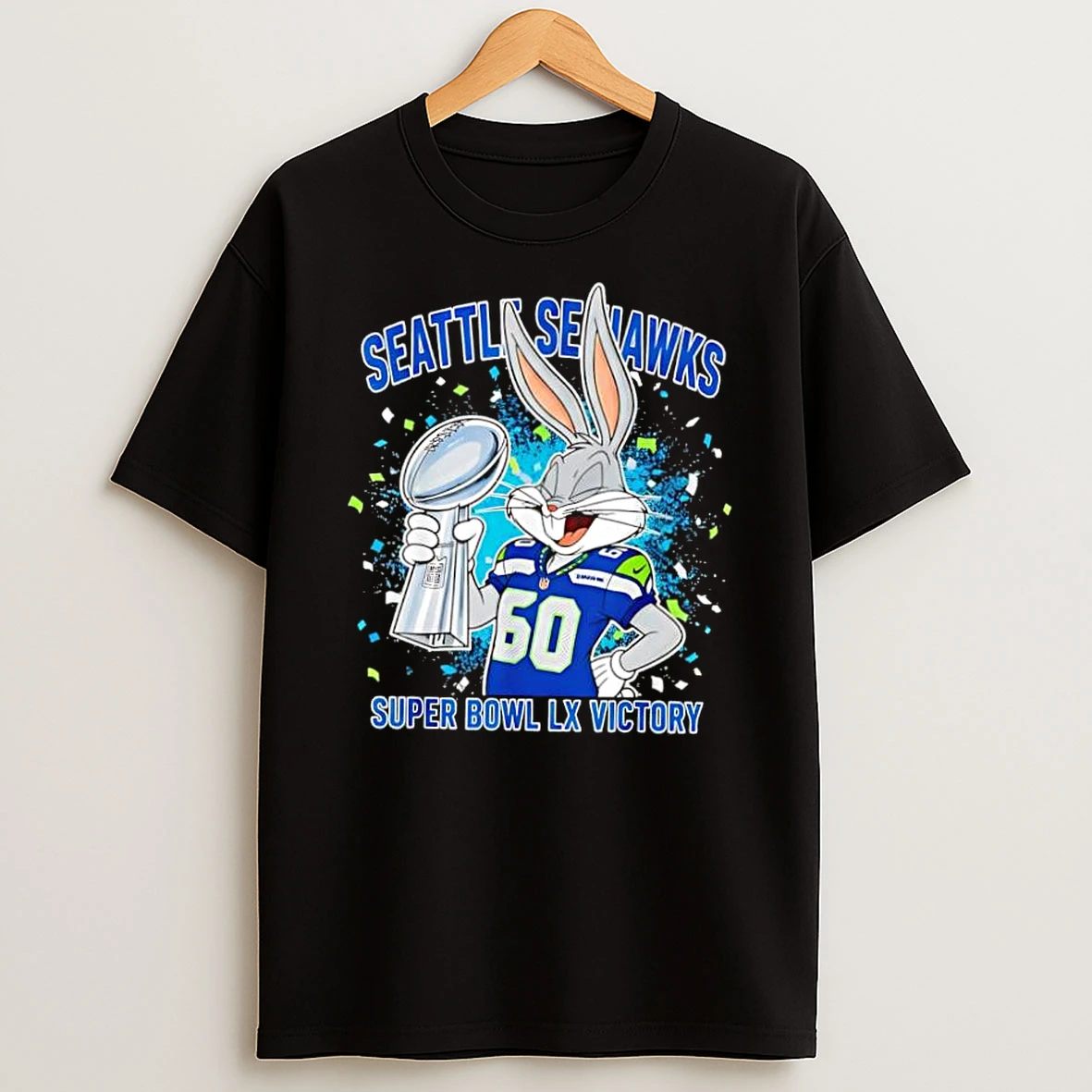 Seattle Seahawks Super Bowl Lx Victory Bugs Bunny Cartoon Style Shirts