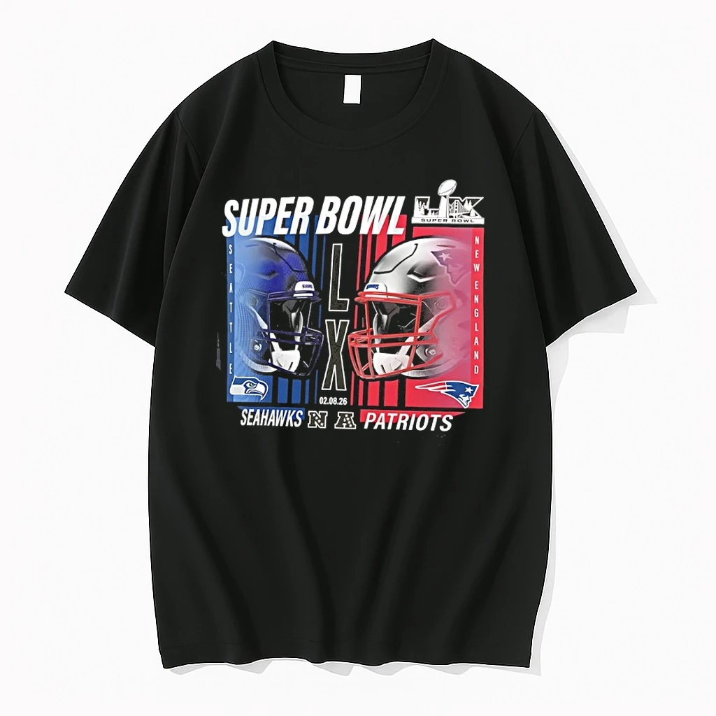 Seattle Seahawks Vs New England Patriots 2025 26 Super Bowl Lx Matchup Helmet Shirts