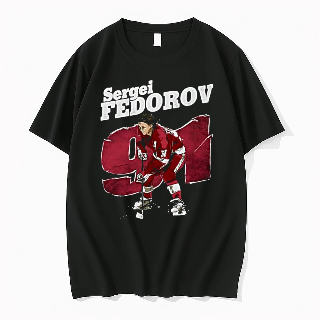 Sergei Fedorov 91 Detroit Hockey Player Retro Shirts
