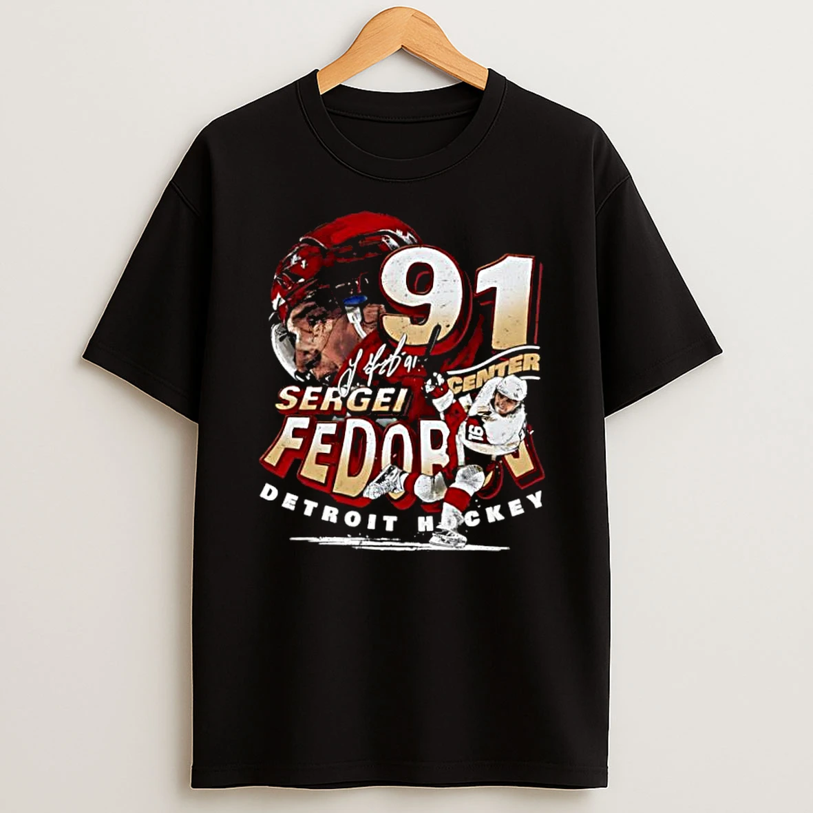 Sergei Fedorov Detroit Hockey Player Name Graphic Shirts