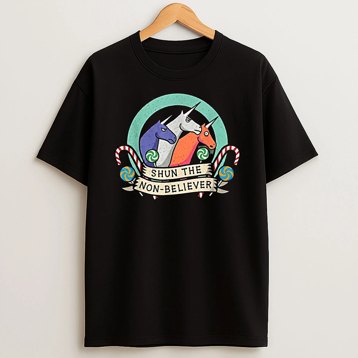 Shun The Non Believer Funny Unicorn Meme Humor Shirts