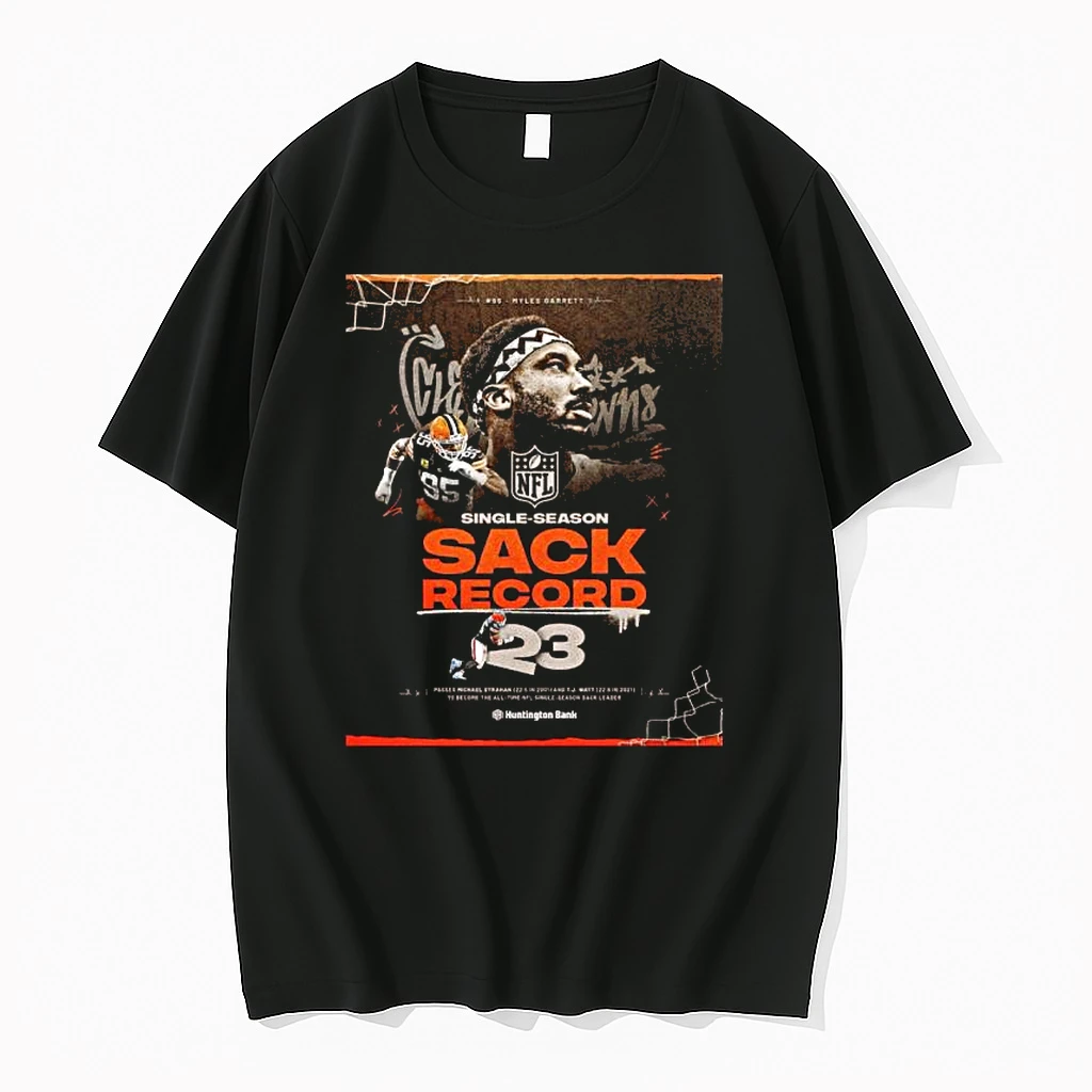 Single Season Sacks Record Myles Garrett Cleveland Football Shirts