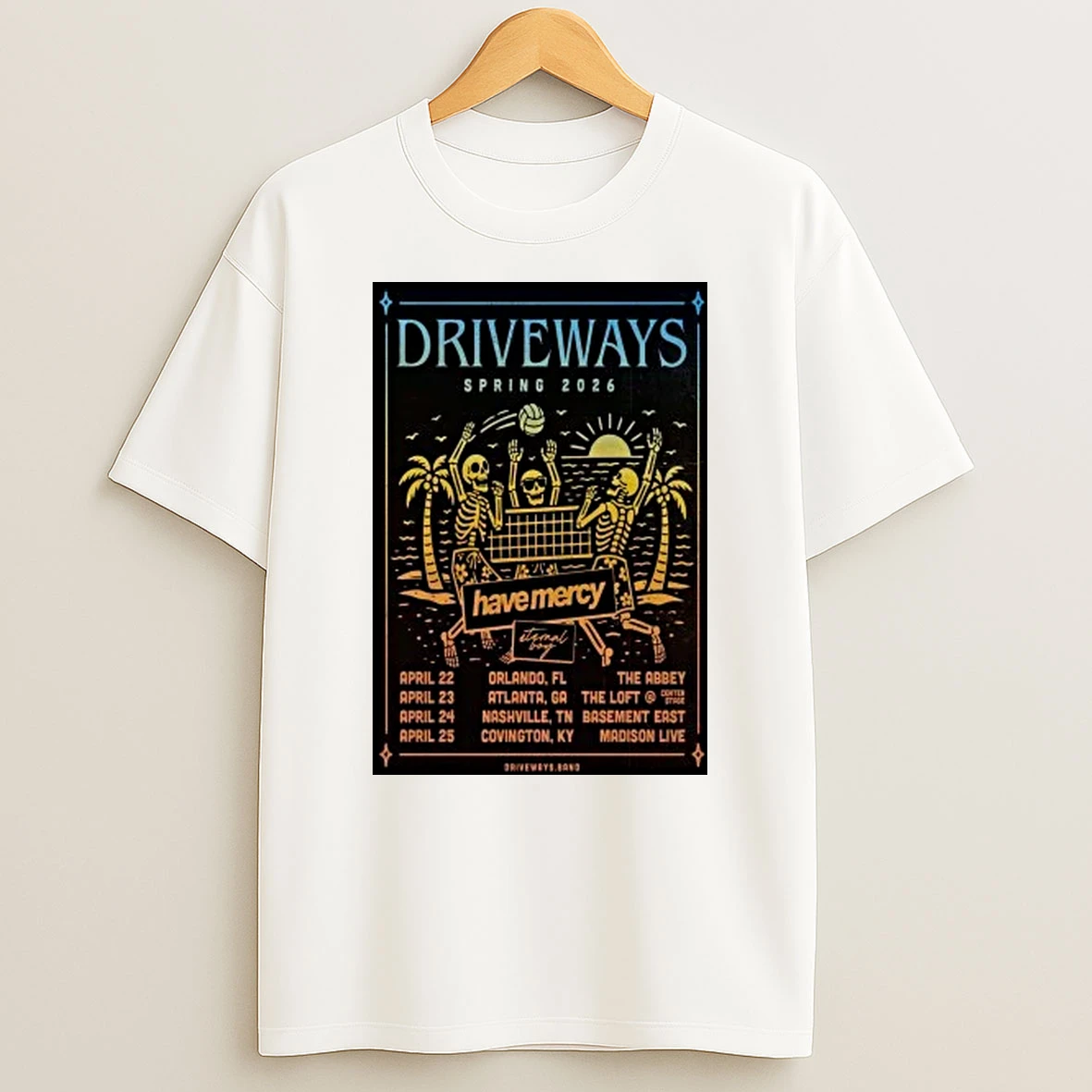 Skeleton Driveways Band Tour 2026 New Print Shirts