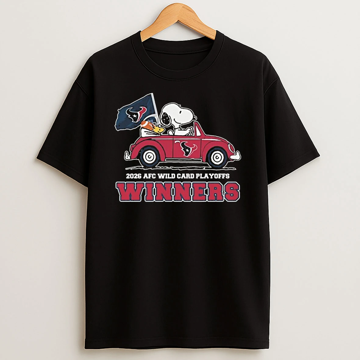 Snoopy And Woodstock Driving Car 2026 Afc Wild Card Playoffs Winners Shirts