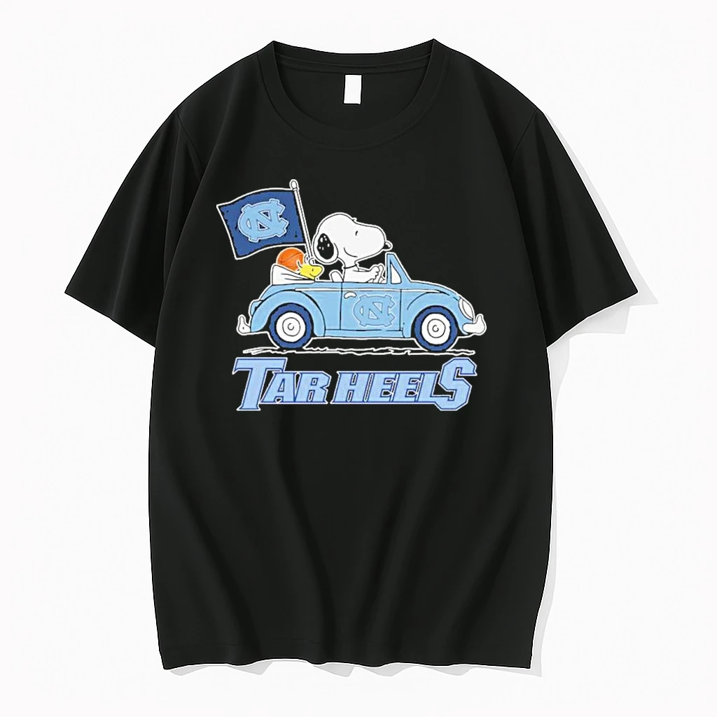 Snoopy And Woodstock Driving Car Unc Tar Heels Basketball Shirts