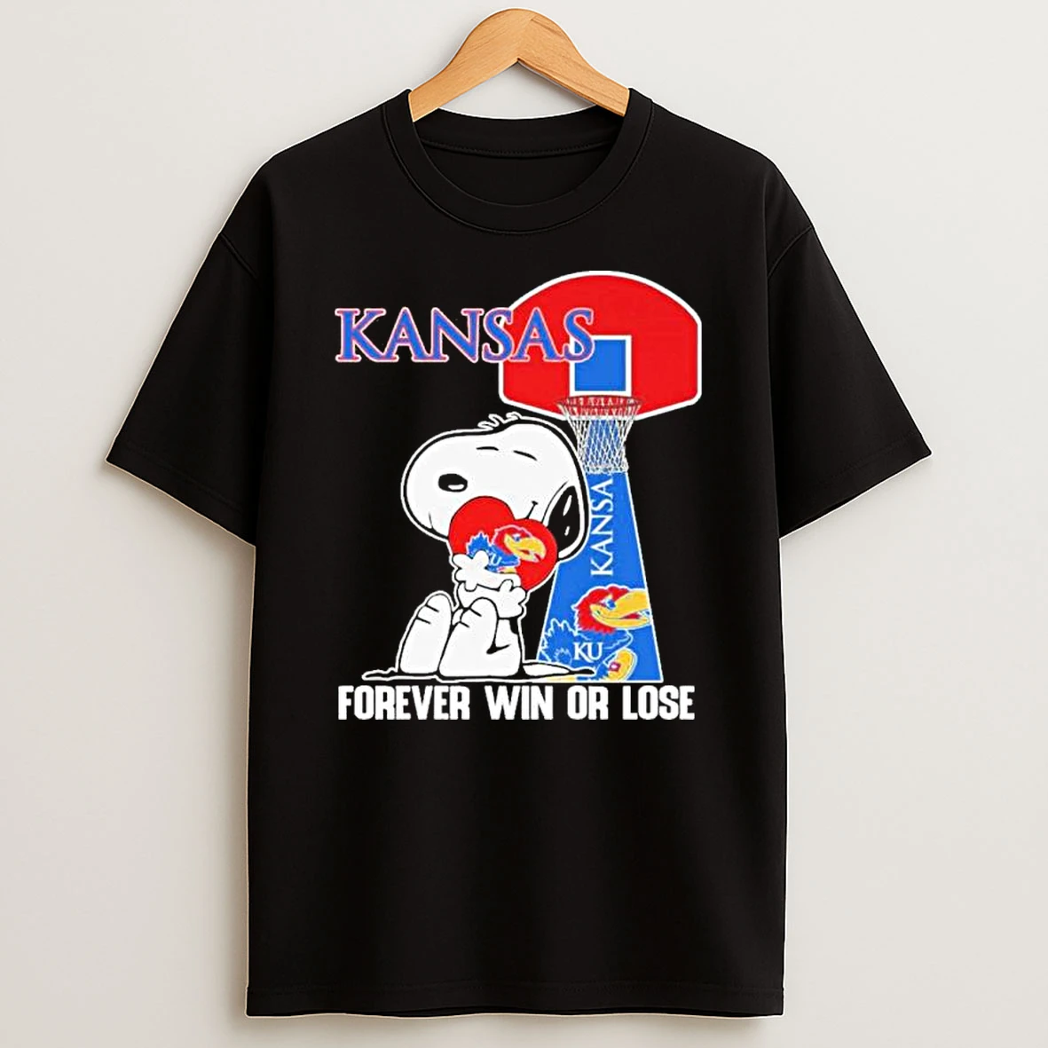 Snoopy Love Kansas Jayhawks Forever Win Or Lose Shirts