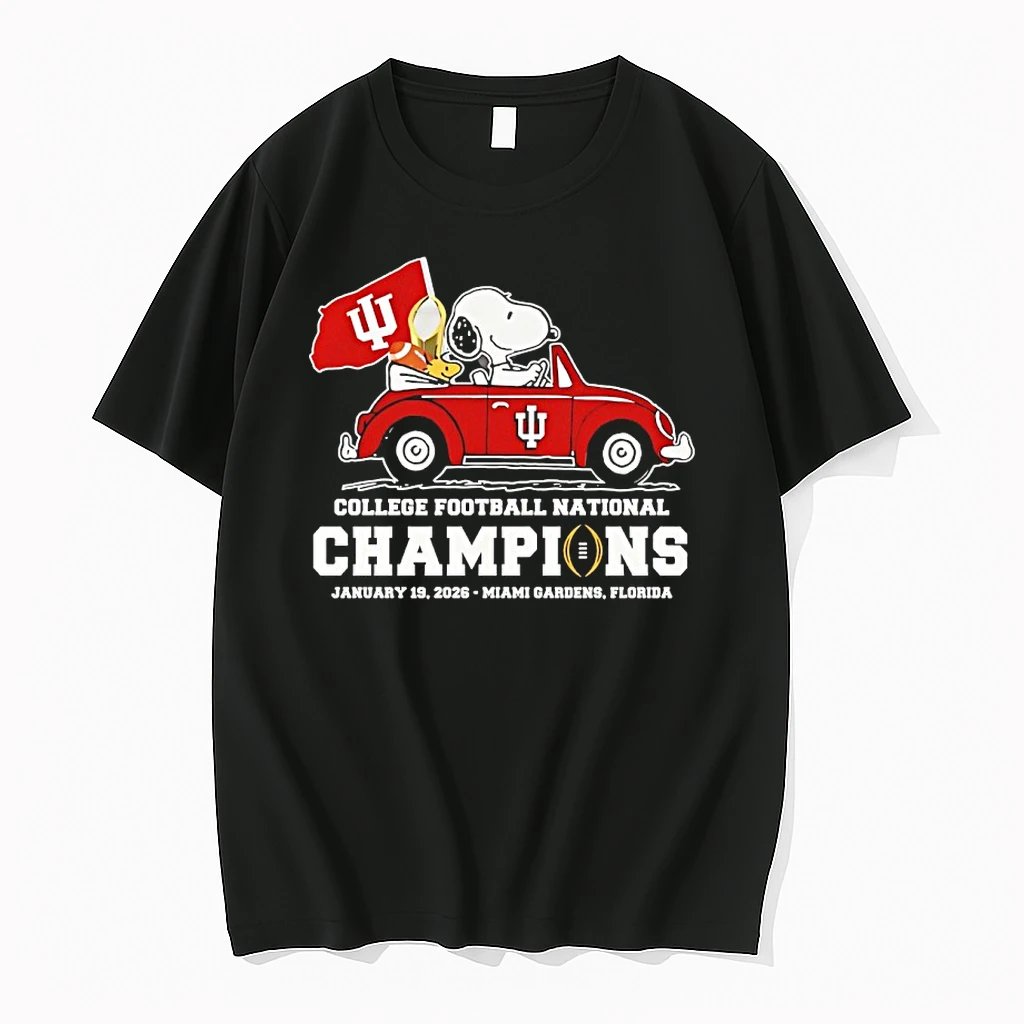 Snoopy And Woodstock X Indiana Hoosiers Driving Car 2026 Cfp National Champions Shirts