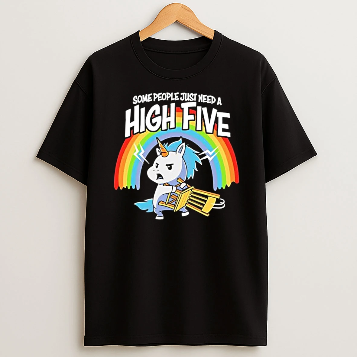 Some People Just Need A High Five Unicorn Metal Chair Shirts