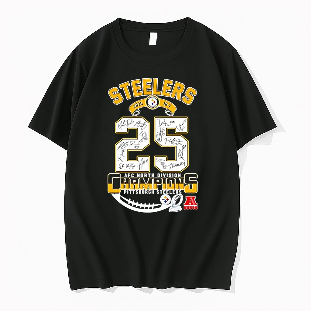 Steelers 2025 10 7 Afc North Division Champions Pittsburgh Steelers Signatures Shirts
