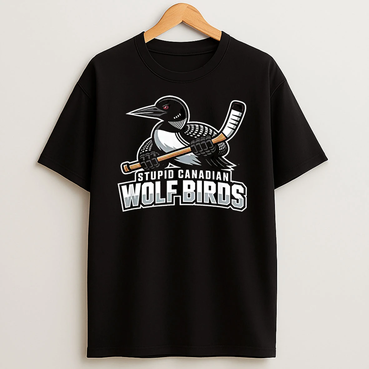 Stupid Canadian Wolf Bird Hockey Shirts