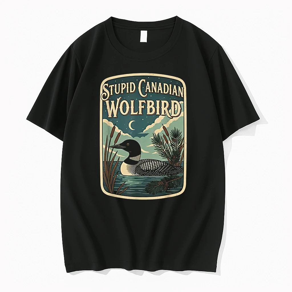 Stupid Canadian Wolf Bird Loon Bird Watching Lover Shirts