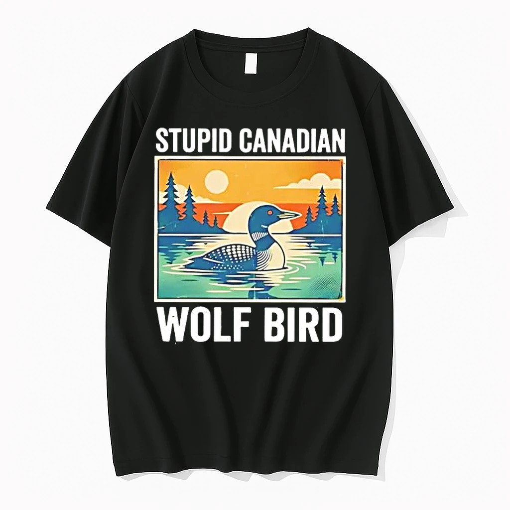 Stupid Canadian Wolf Bird Goose Sunset Shirts