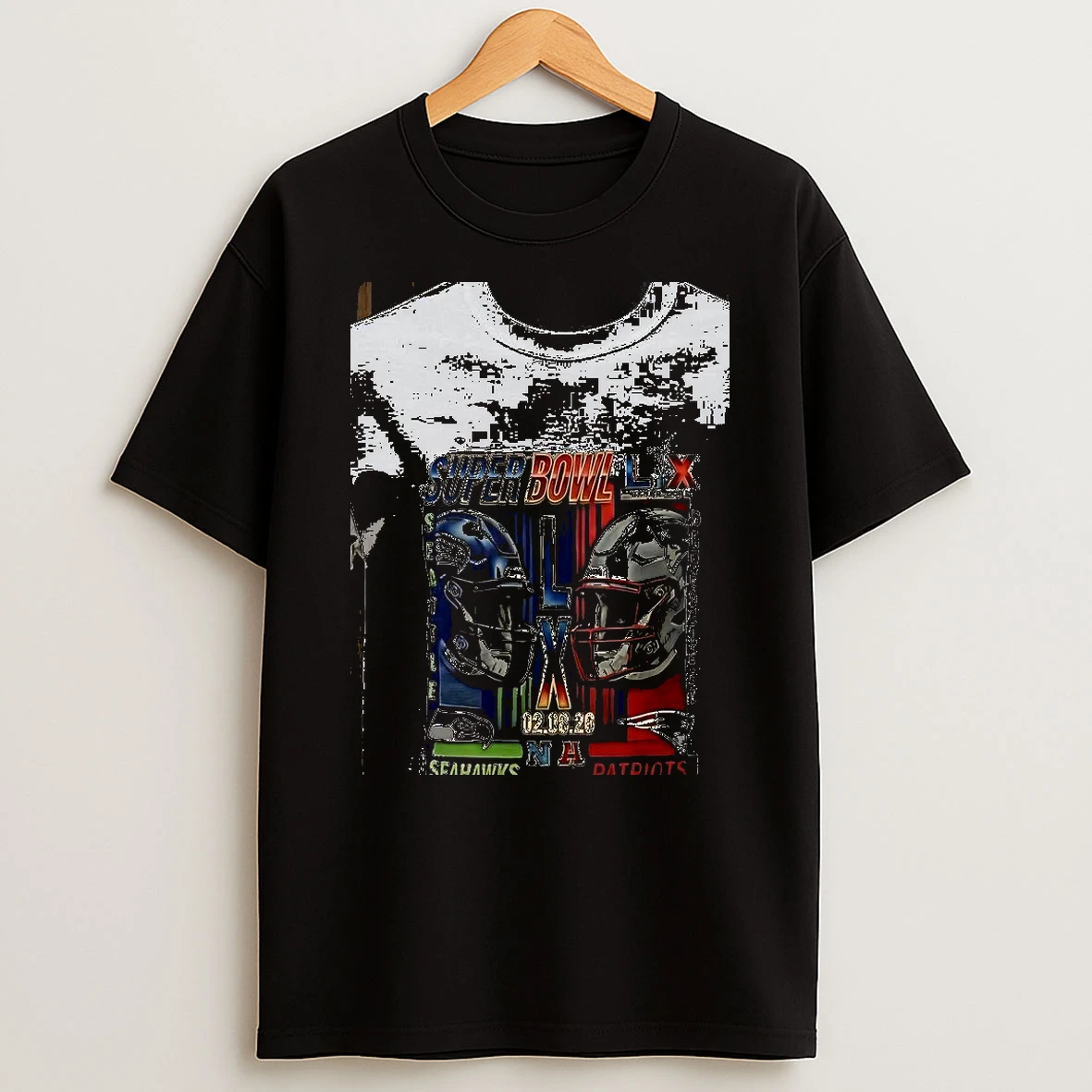 Super Bowl Lix 02 08 26 Seattle Seahawks Patriots Helmets Championship Matchup Logo Shirts