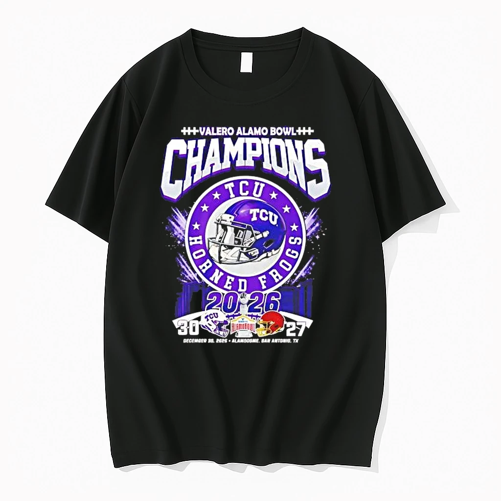 Tcu Horned Frogs 2026 Valero Alamo Bowl Champions Helmet Shirts
