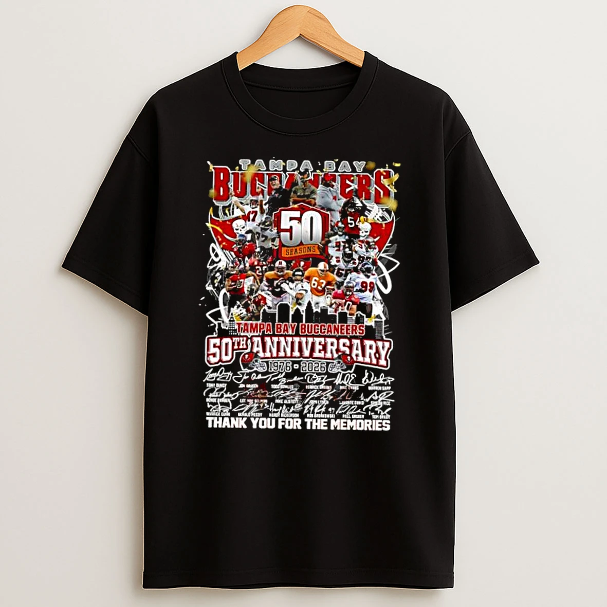 Tampa Bay Buccaneers 50th Anniversary 1976 2026 Thank You For The Memories Graphic Shirts
