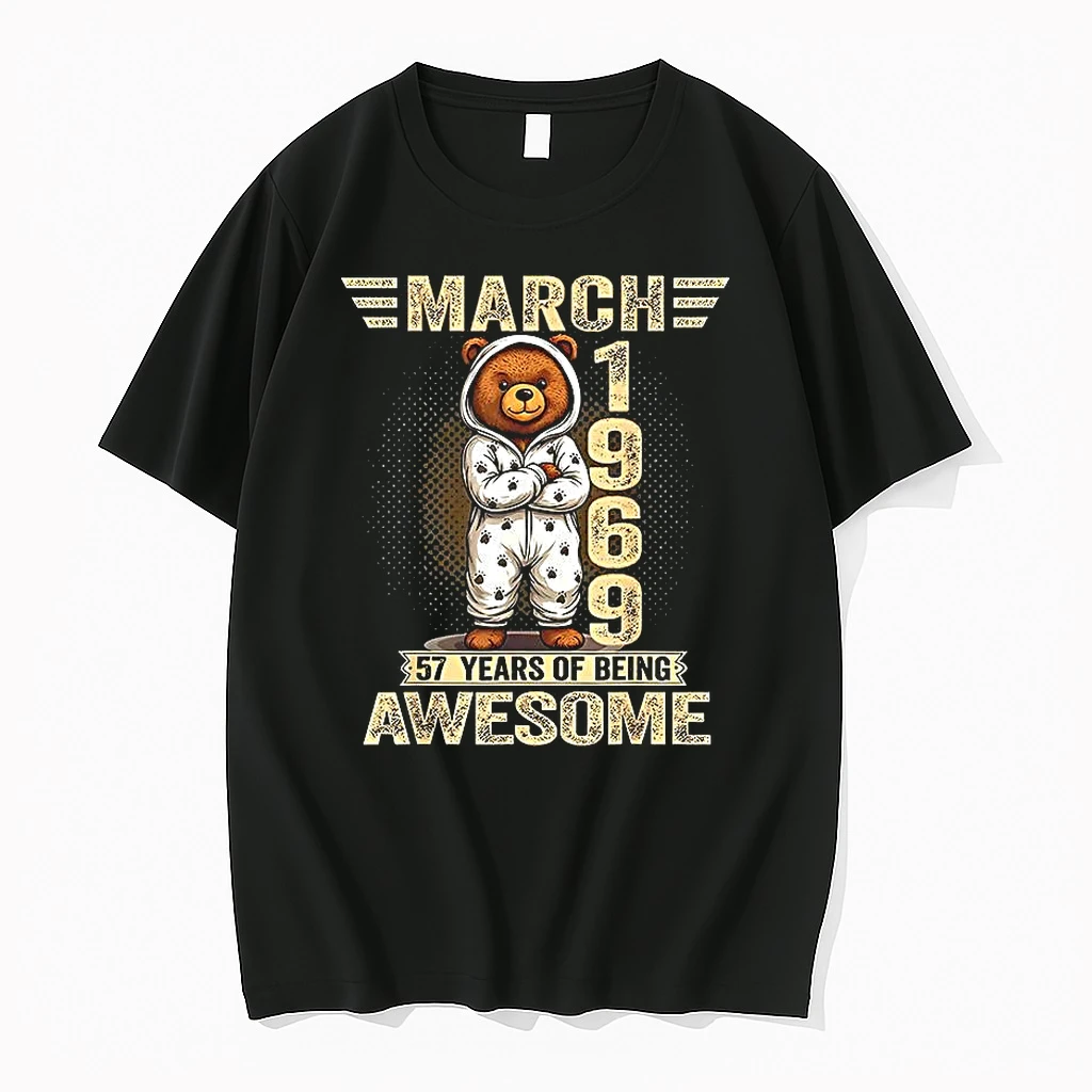 Teddy Bear March 57 Years Of Being Awesome Old 1969 Retro Woman Shirts