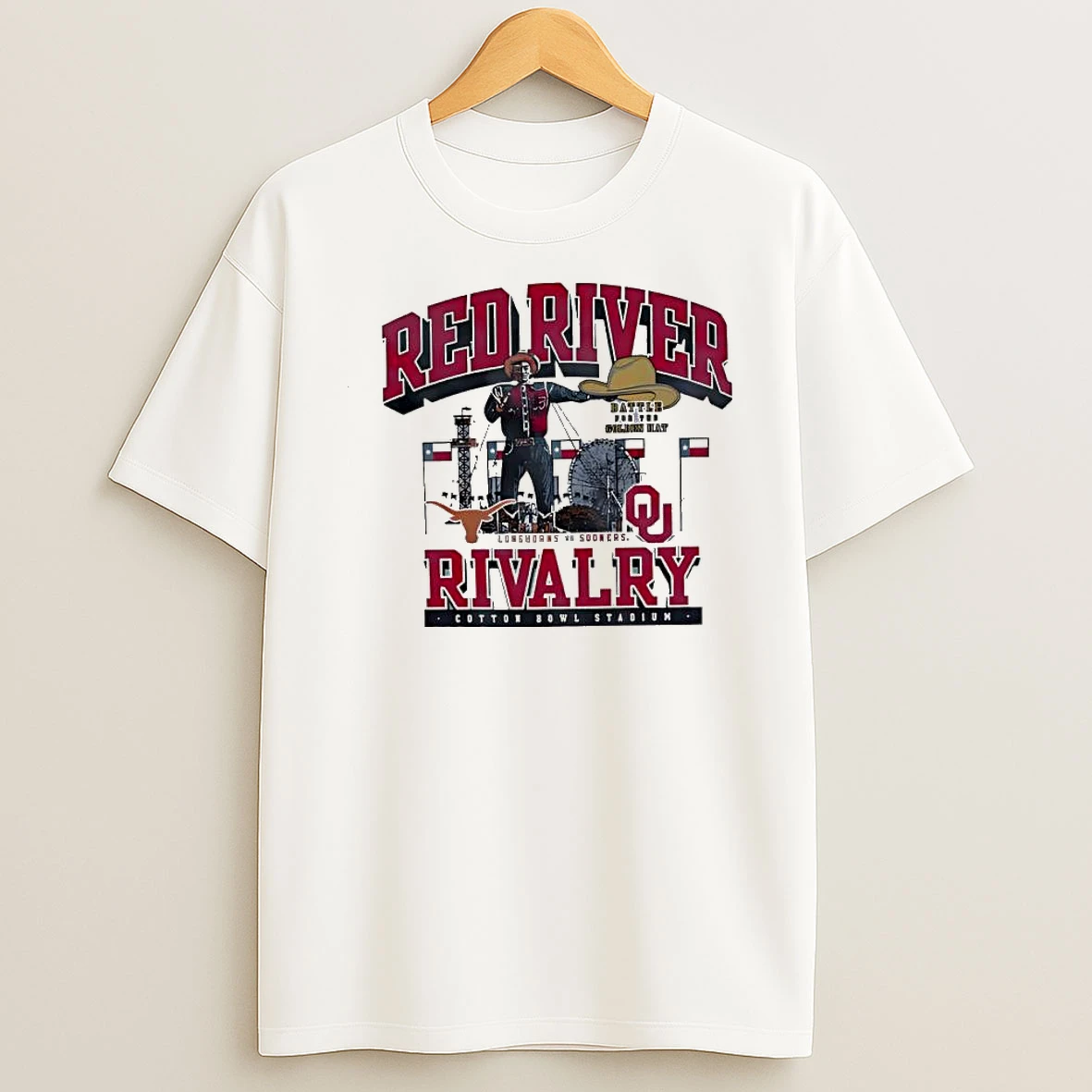 Texas Longhorns Vs Oklahoma Sooners Comfortwash Red River Rivalry Big Tex Shirts