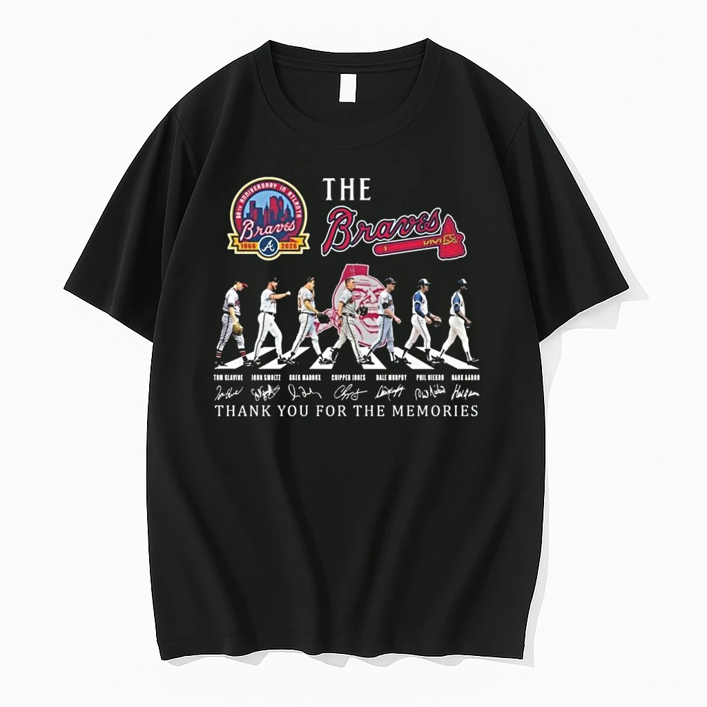 The Atlanta Braves 60th Anniversary In Atlanta 1966 2026 Abbey Road Signatures Thank You For The Memories Shirts