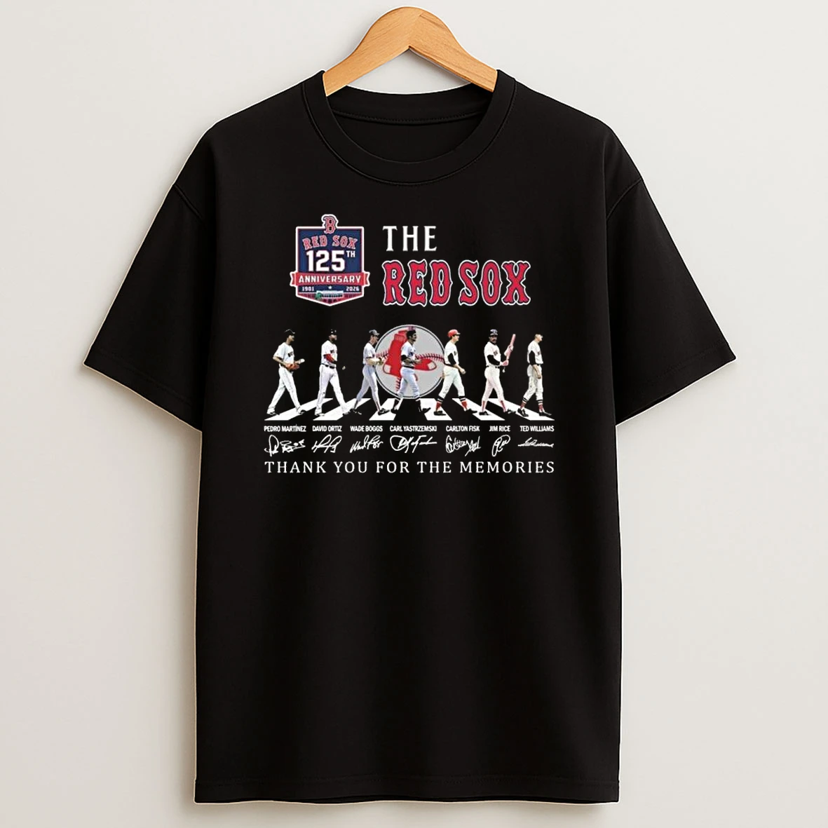 The Boston Red Sox 125th Anniversary 1901 2026 Abbey Road Signatures Thank You For The Memories Shirts