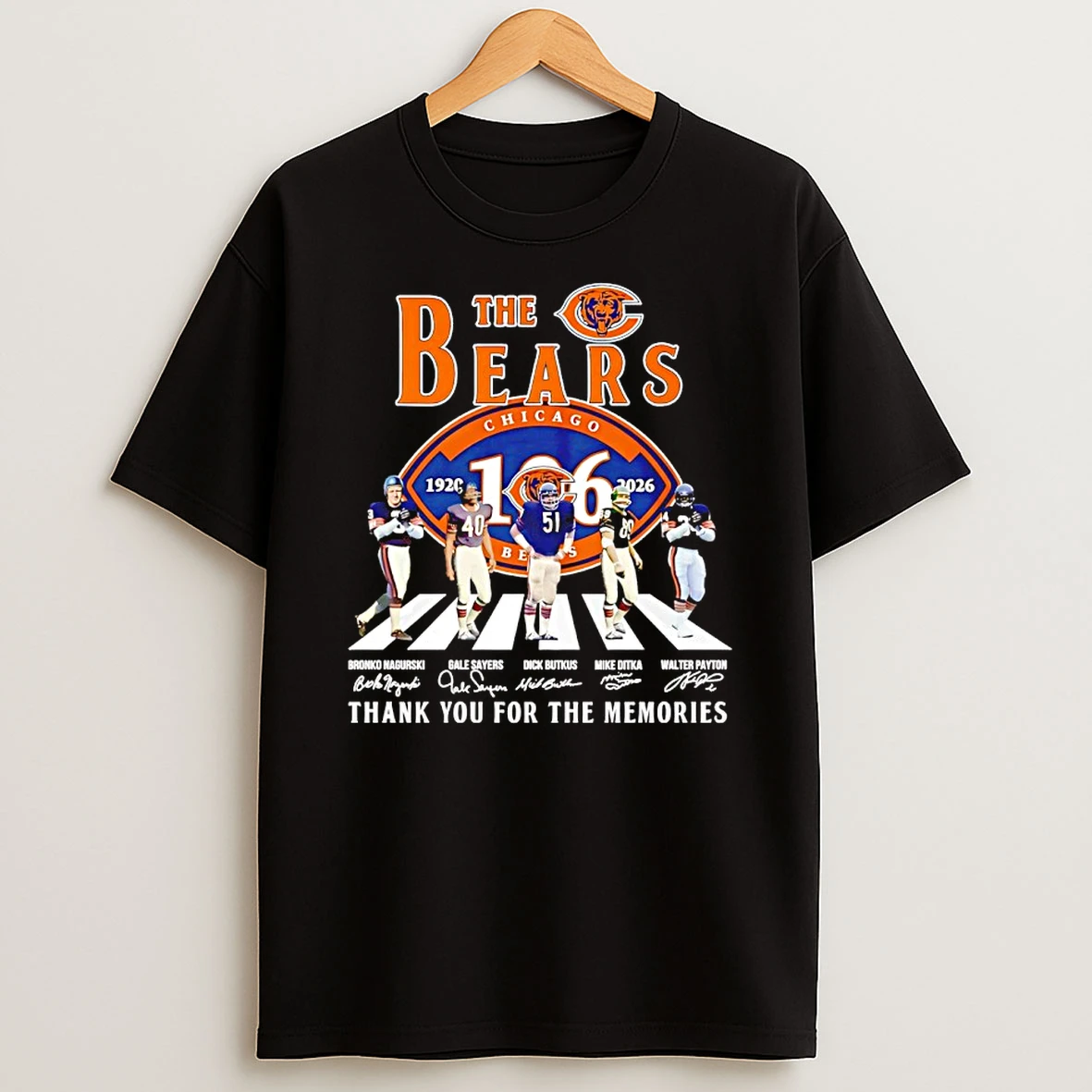 The Chicago Bears 1920 2026 Thank You For The Memories Player Walking Signatures Shirts