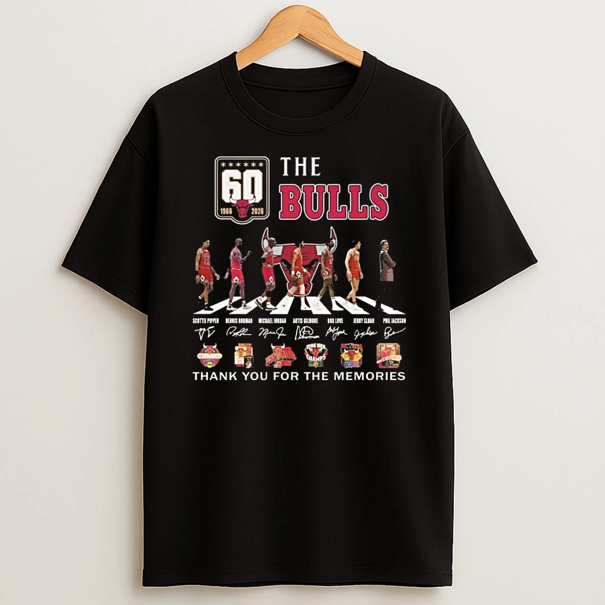 The Chicago Bulls 60th Anniversary 1966 2026 Players Abbey Road Signatures Thank You For The Memories Shirts