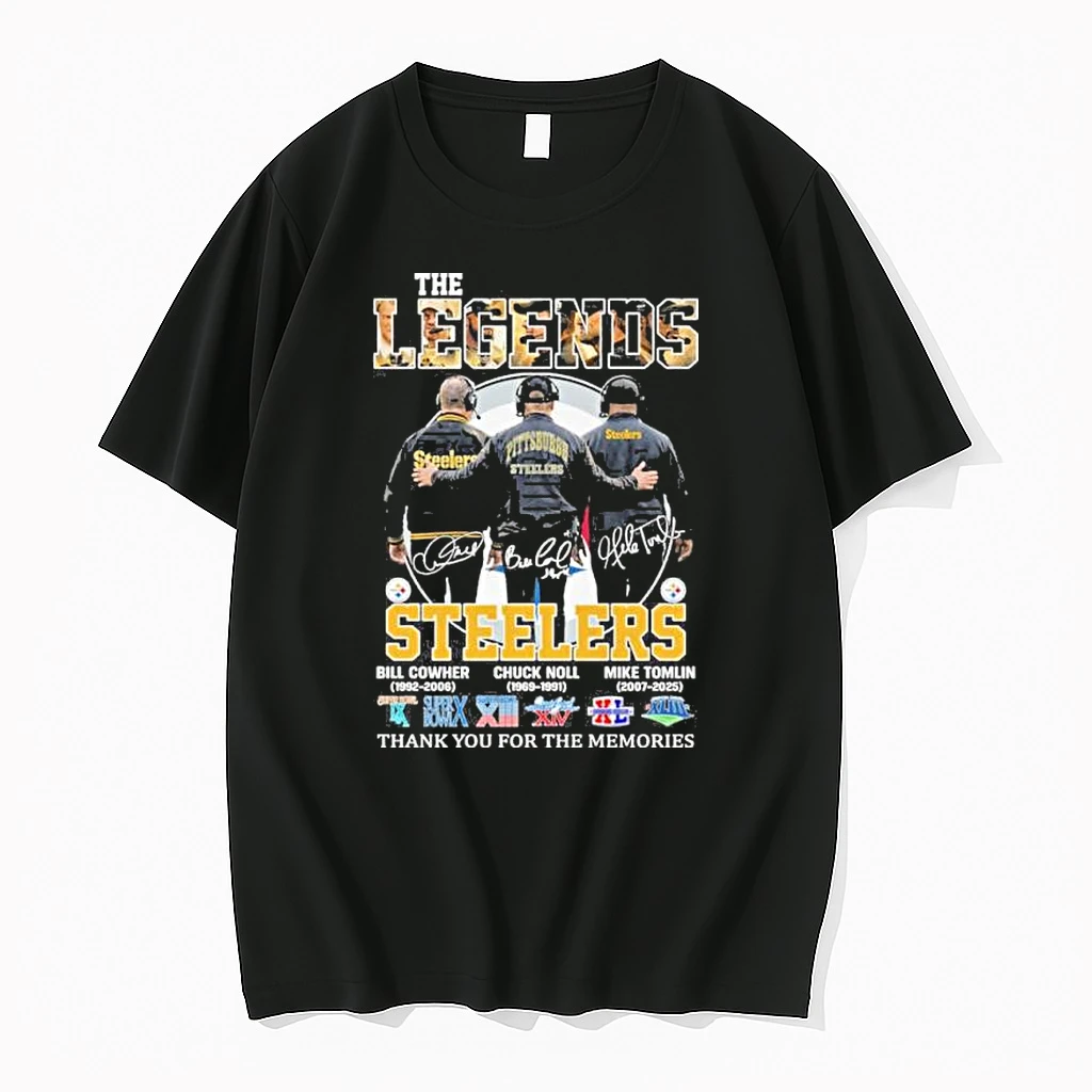 The Legends Steelers Bill Cowher Chuck Noll And Mike Tomlin Shirts
