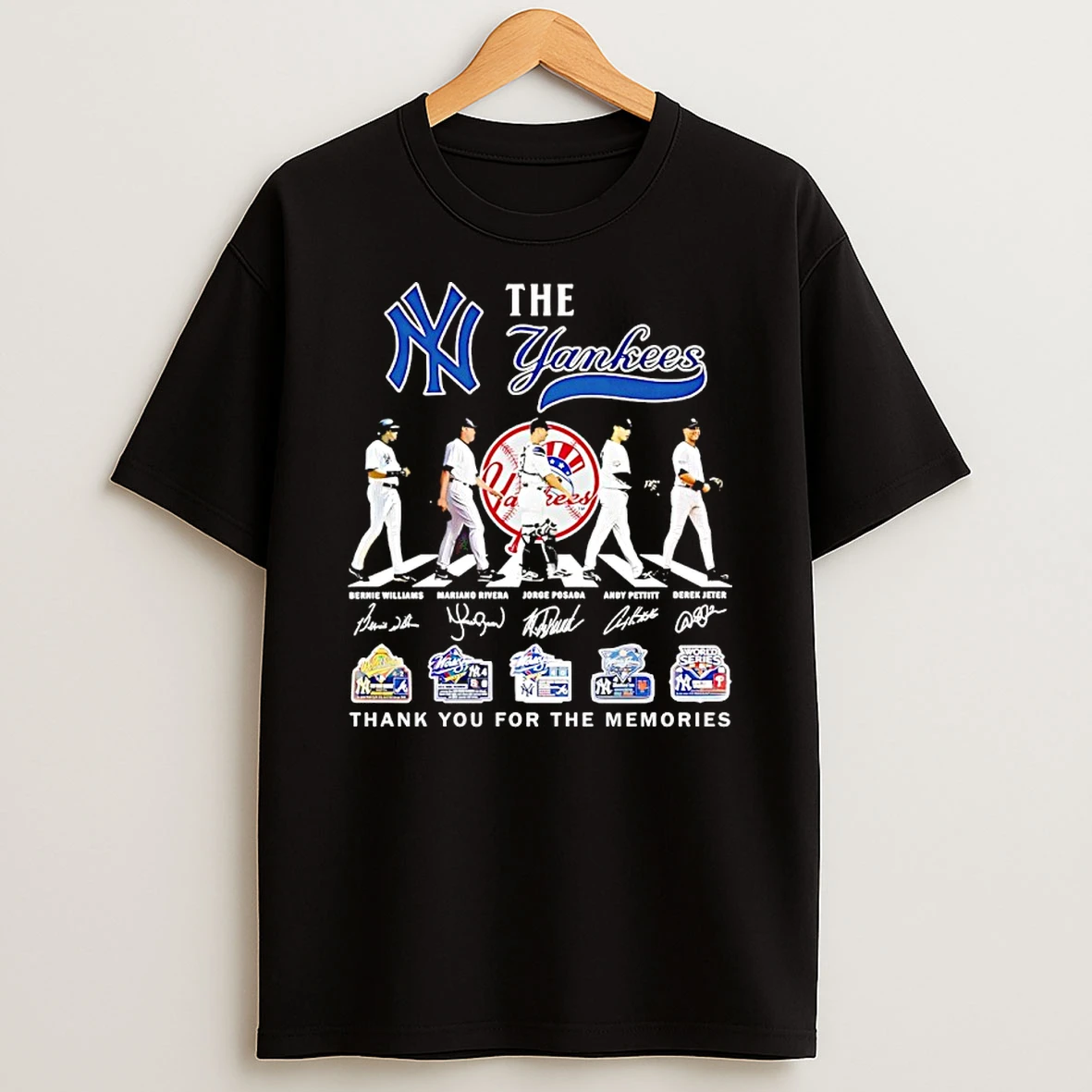 The New York Yankees Players Walking Abbey Road Thank You For The Memories Signature Shirts