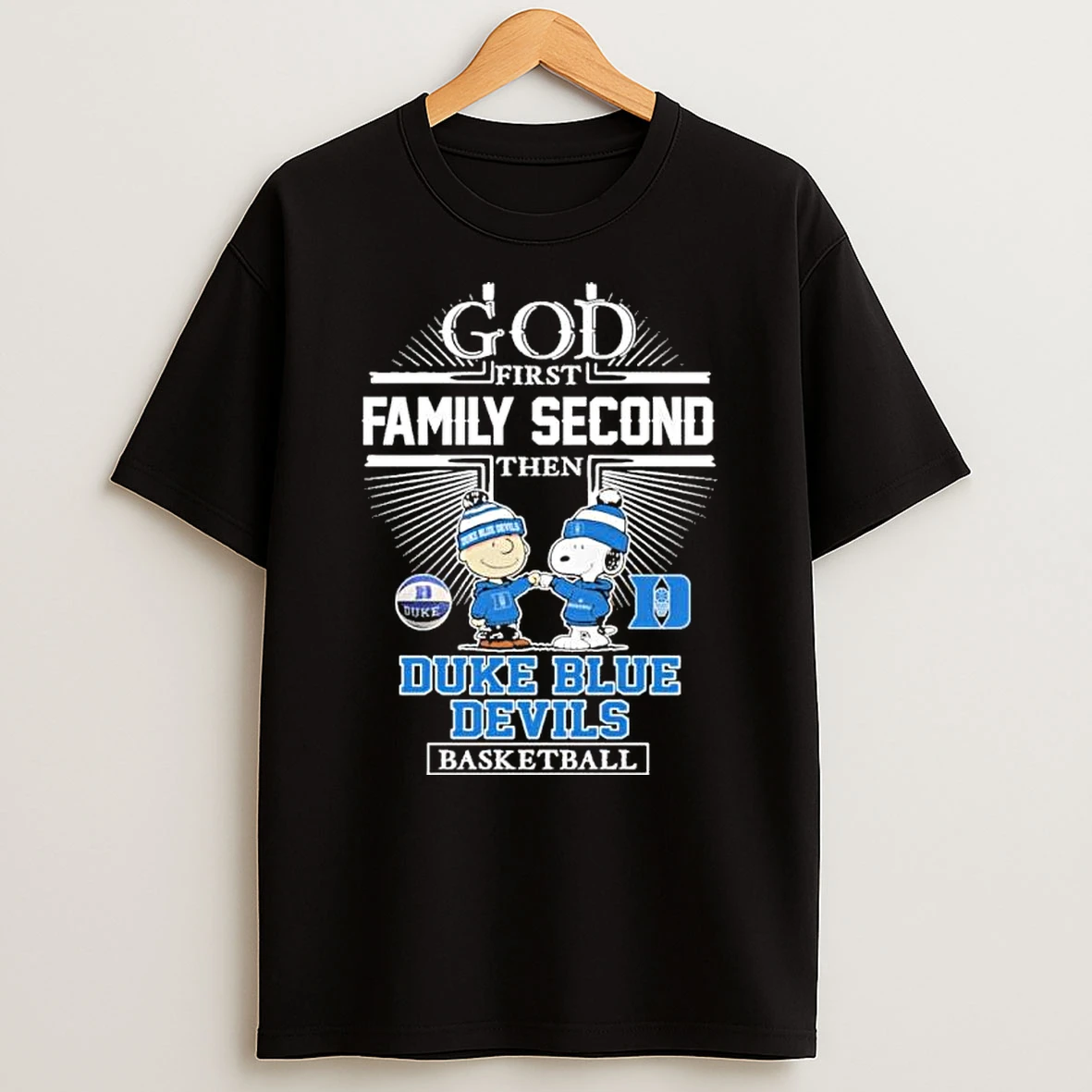 The Peanuts God First Family Second Then Duke Blue Devils Basketball Shirts