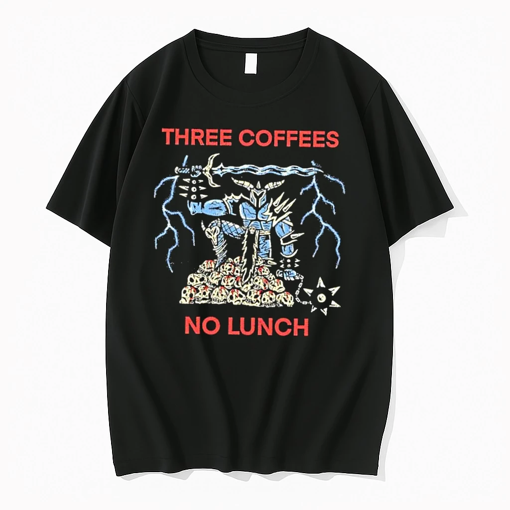 Three Coffees No Lunch Skeleton Warrior Lightning Shirts