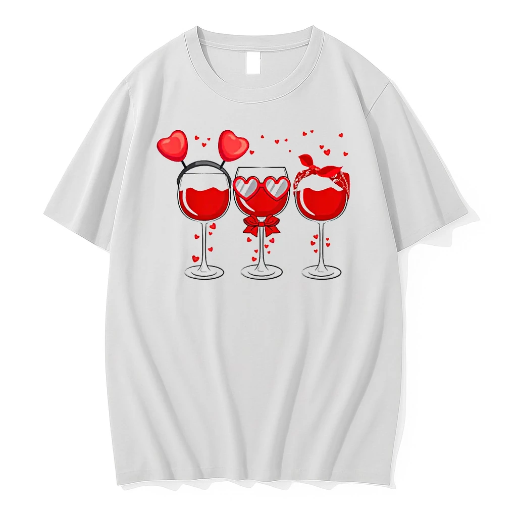 Three Glasses Wine Heart Love Drink Wine Valentine Day Shirts