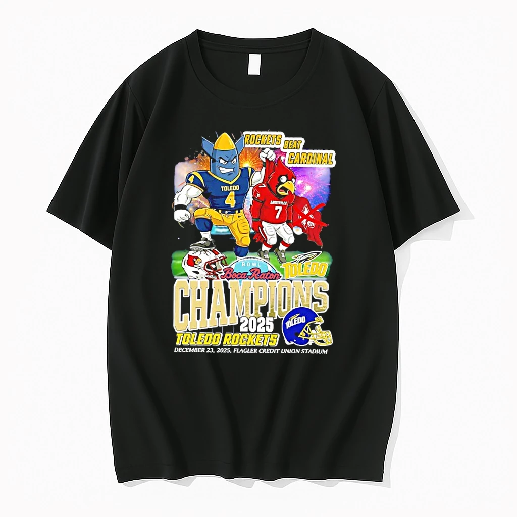 Toledo Beat Louisville 2025 Roco Raton Bowl Champions Mascot Hemet Shirts