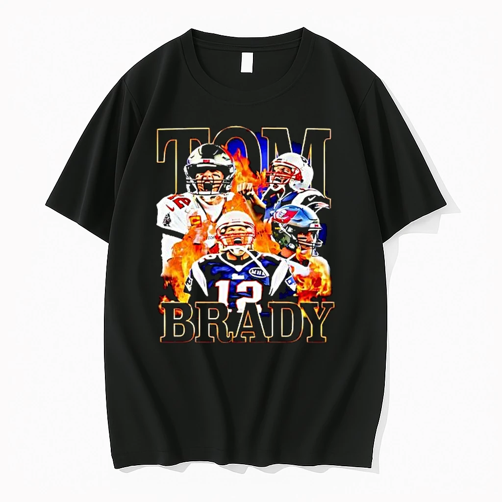 Tom Brady New England Patriots Tampa Bay Buccaneers Fire Flame Graphic Collage Football Legend Goat Fan Shirts