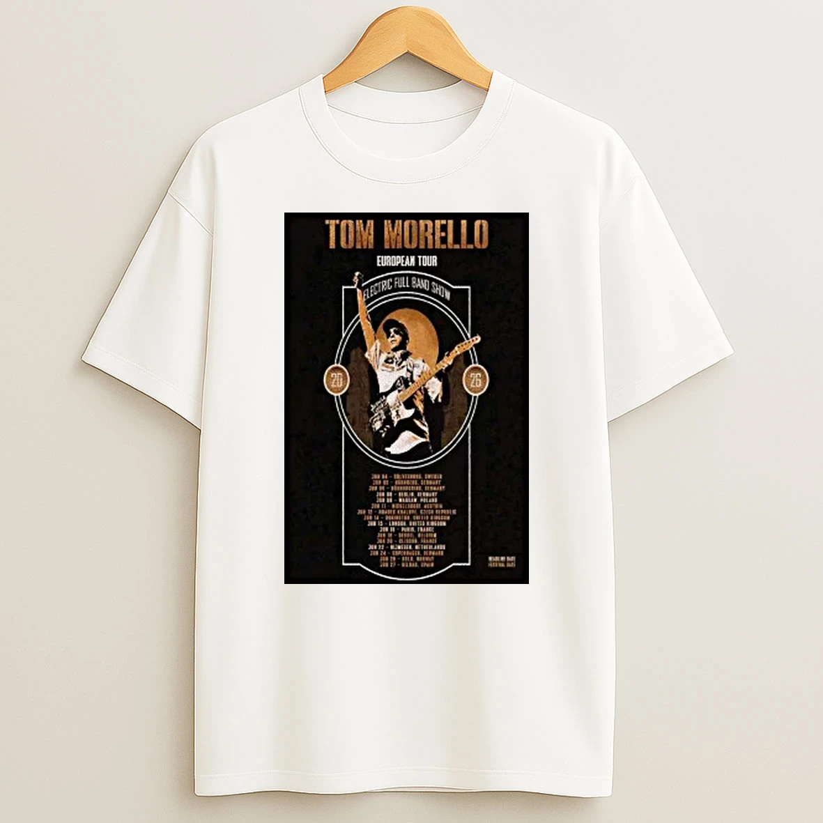 Tom Morello Electric Full Band Show European Tour 2026 Shirts