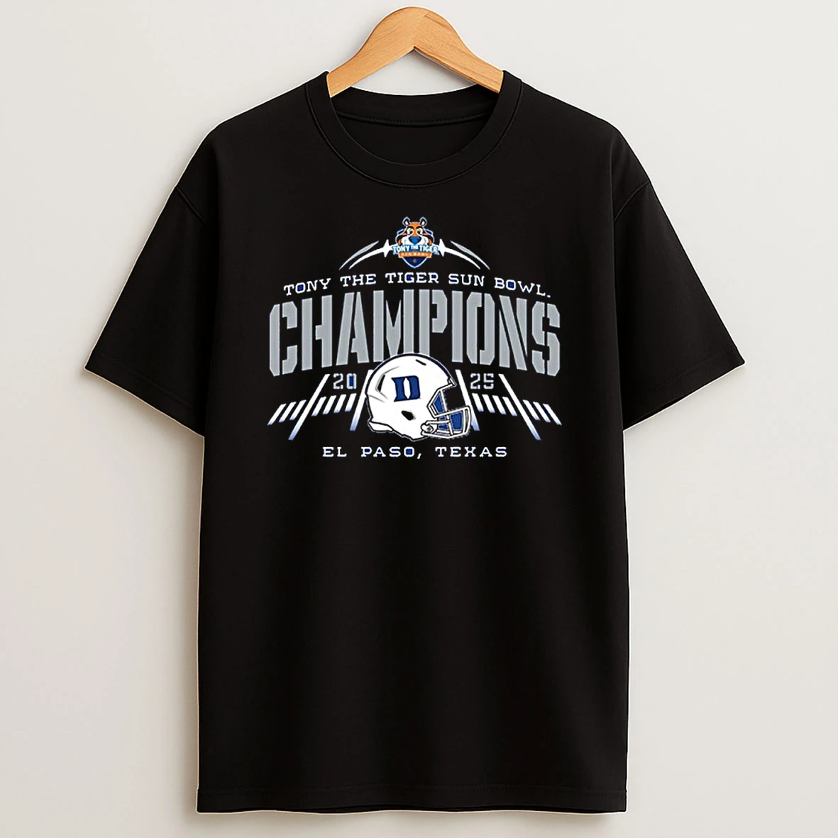 Tony The Tiger Sun Bowl Champions Duke Blue Devils Helmet Shirts
