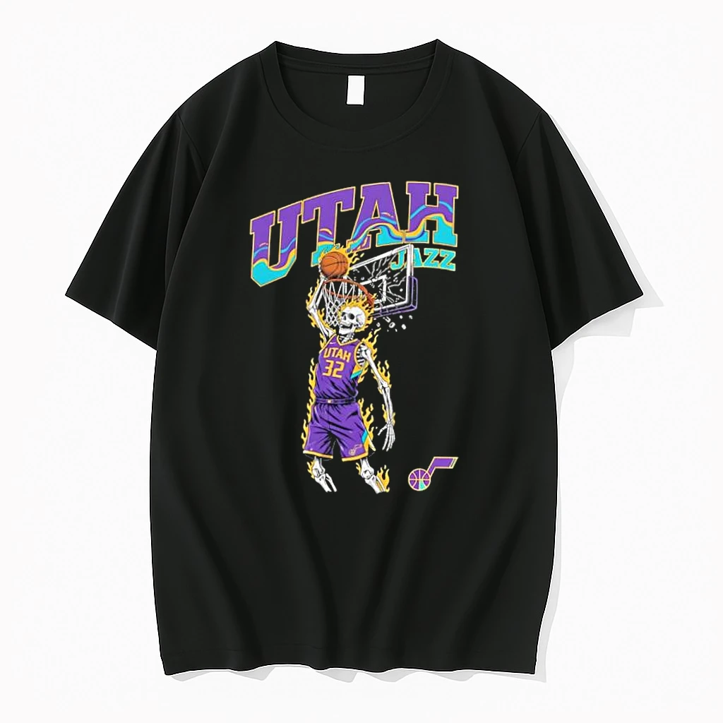 Top Utah Jazz Mens Basketball Skeleton Player Fire Shirts