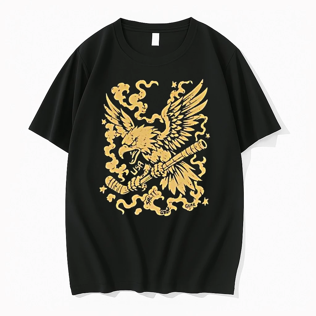 Usa Salty Goon Gear Fierce Eagle Holding Ice Hockey Stick Shirts