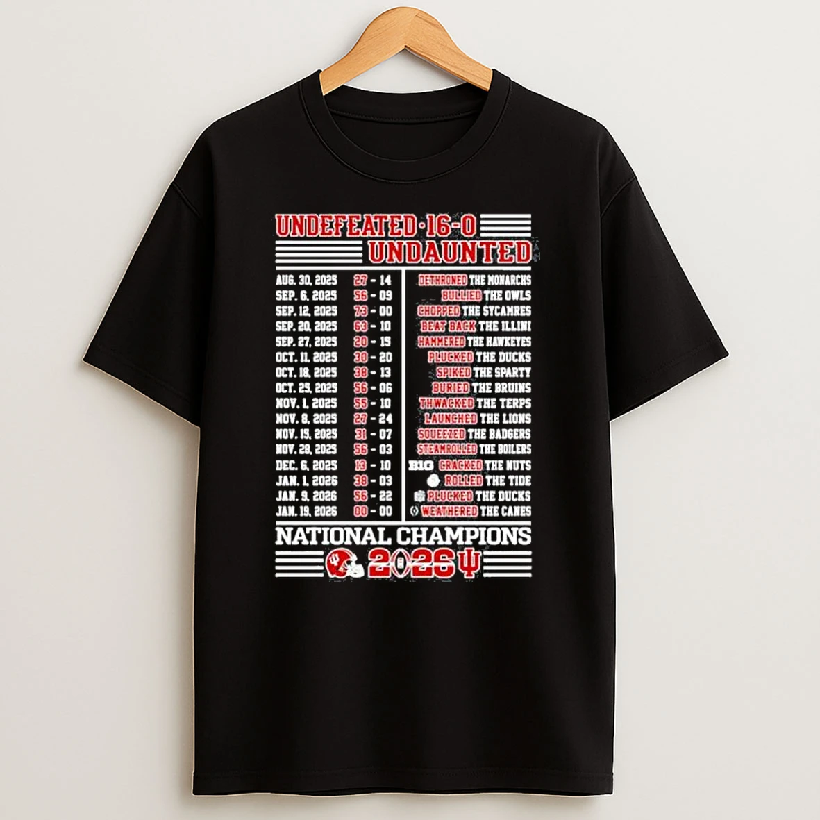 Undefeated 16 0 Undaunted Cfp National Champions Indiana Hoosiers Roster Shirts