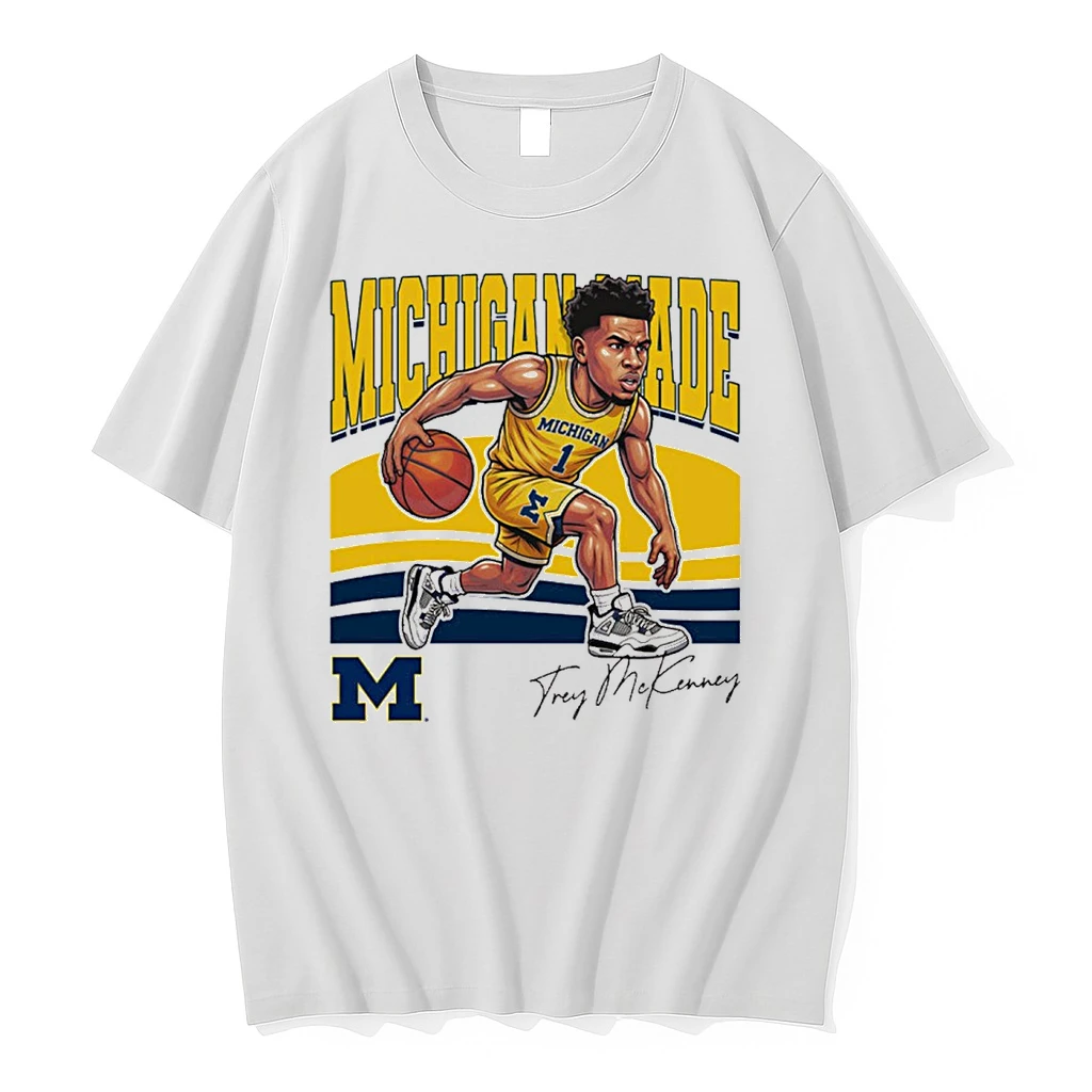 University Of Michigan Basketball Trey Mckenney Michigan Made Caricature Signature Shirts