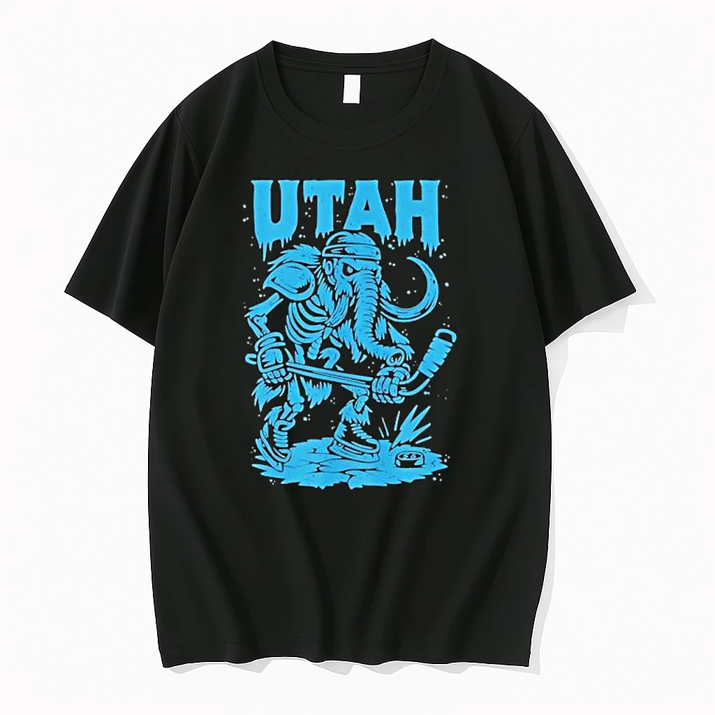 Utah Salty Goon Gear Skeletal Mammoth Holding Ice Hockey Stick Shirts