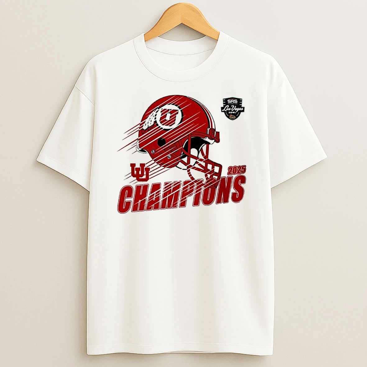 Utah Utes Football Claim Champions 2025 Srs Distribution Las Vegas Bowl Helmet Shirts