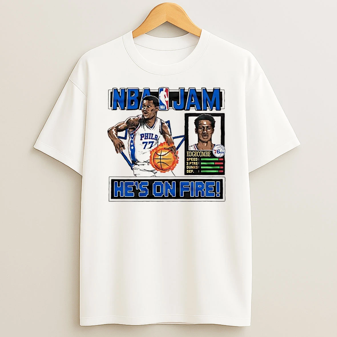 Vj Edgecombe Nba Jam Hes On Fire Philadelphia 76ers Shirts
